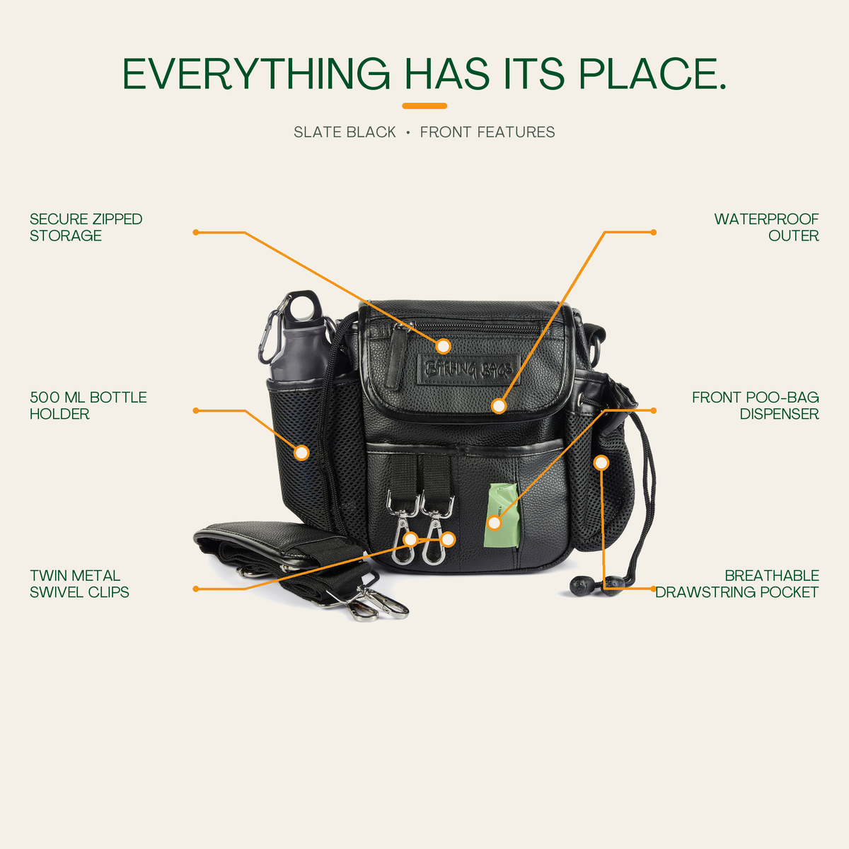 The Original Bag in Slate Black - front features