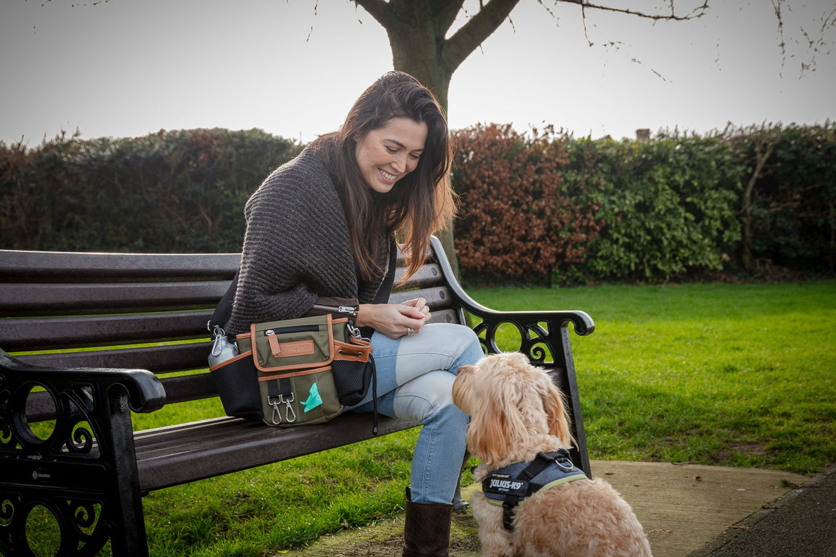 The Original Bag - Khaki Leather Trim Barking Bags