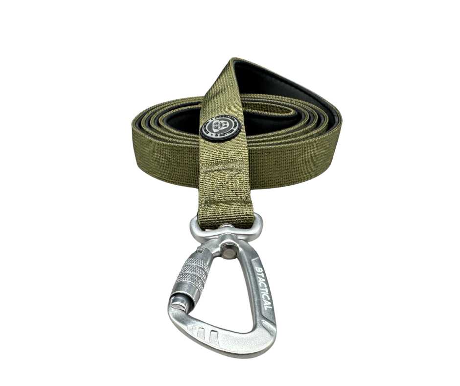 BTactical Extra-Strong Nylon Carabiner Clip Dog Lead - Khaki Green