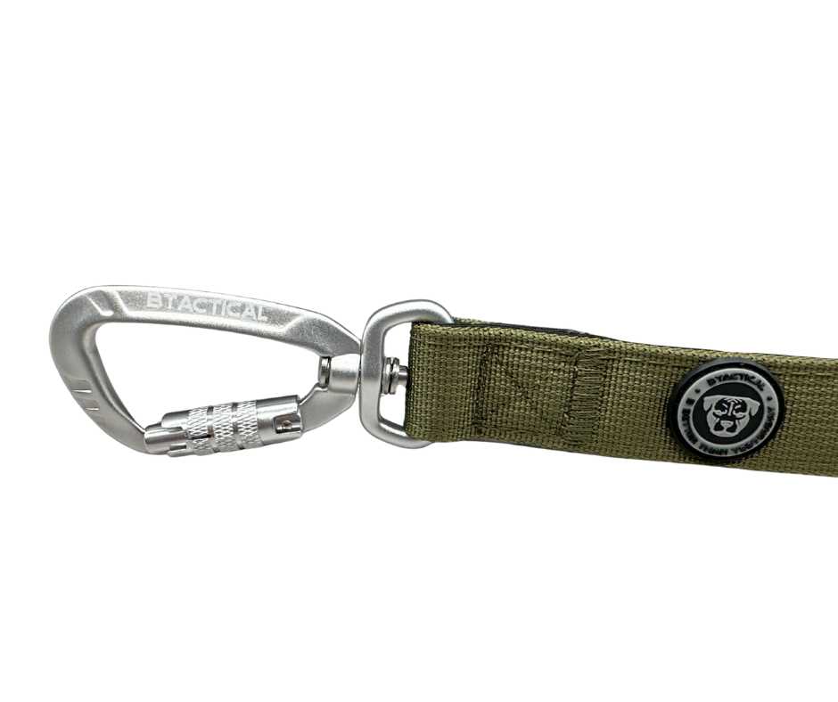 BTactical Extra-Strong Nylon Carabiner Clip Dog Lead - Khaki Green