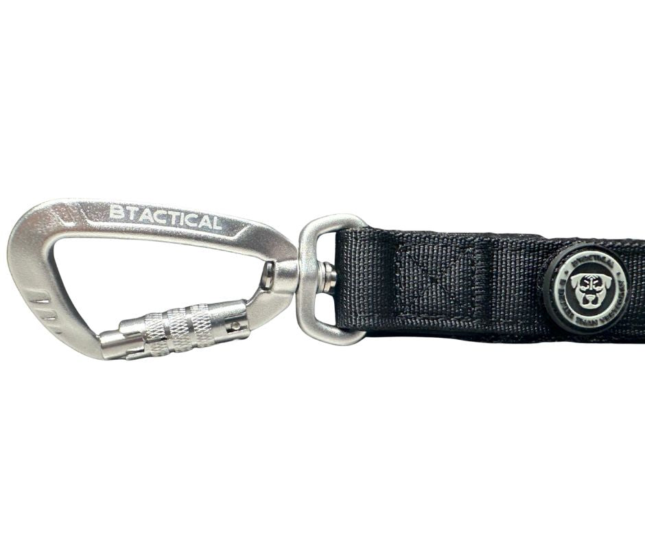 BTactical Extra-Strong Carabiner Clip Nylon Dog Lead - Midnight Black