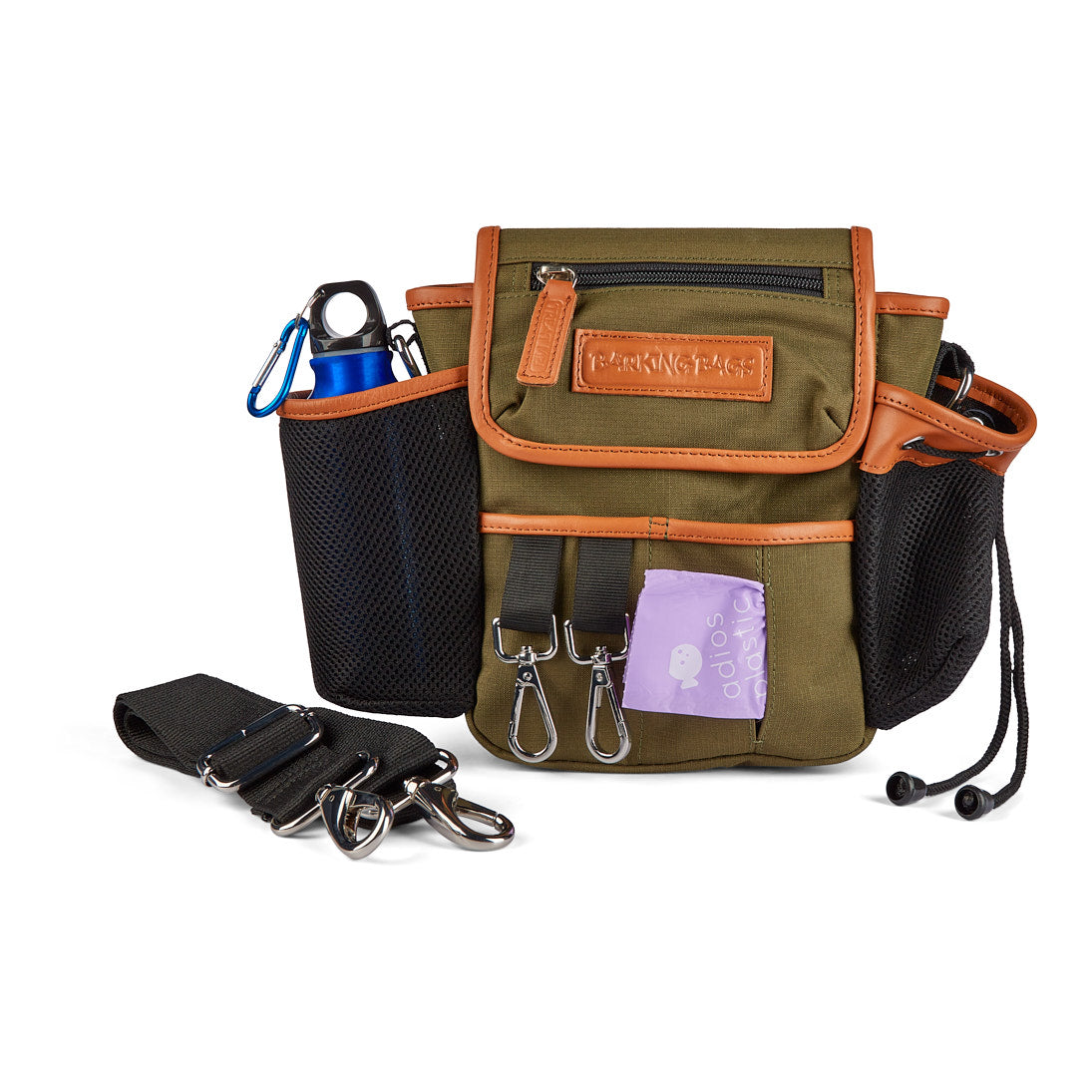 The Original Bag - Khaki Leather Trim Barking Bags