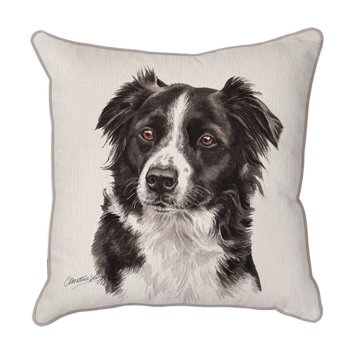 Christine Varley | Border Collie | Dog Scatter Cushion Cushions Christine Varley