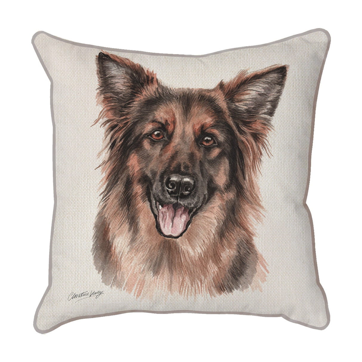 Christine Varley | German Shepherd Face On | Dog Scatter Cushion Cushions Christine Varley