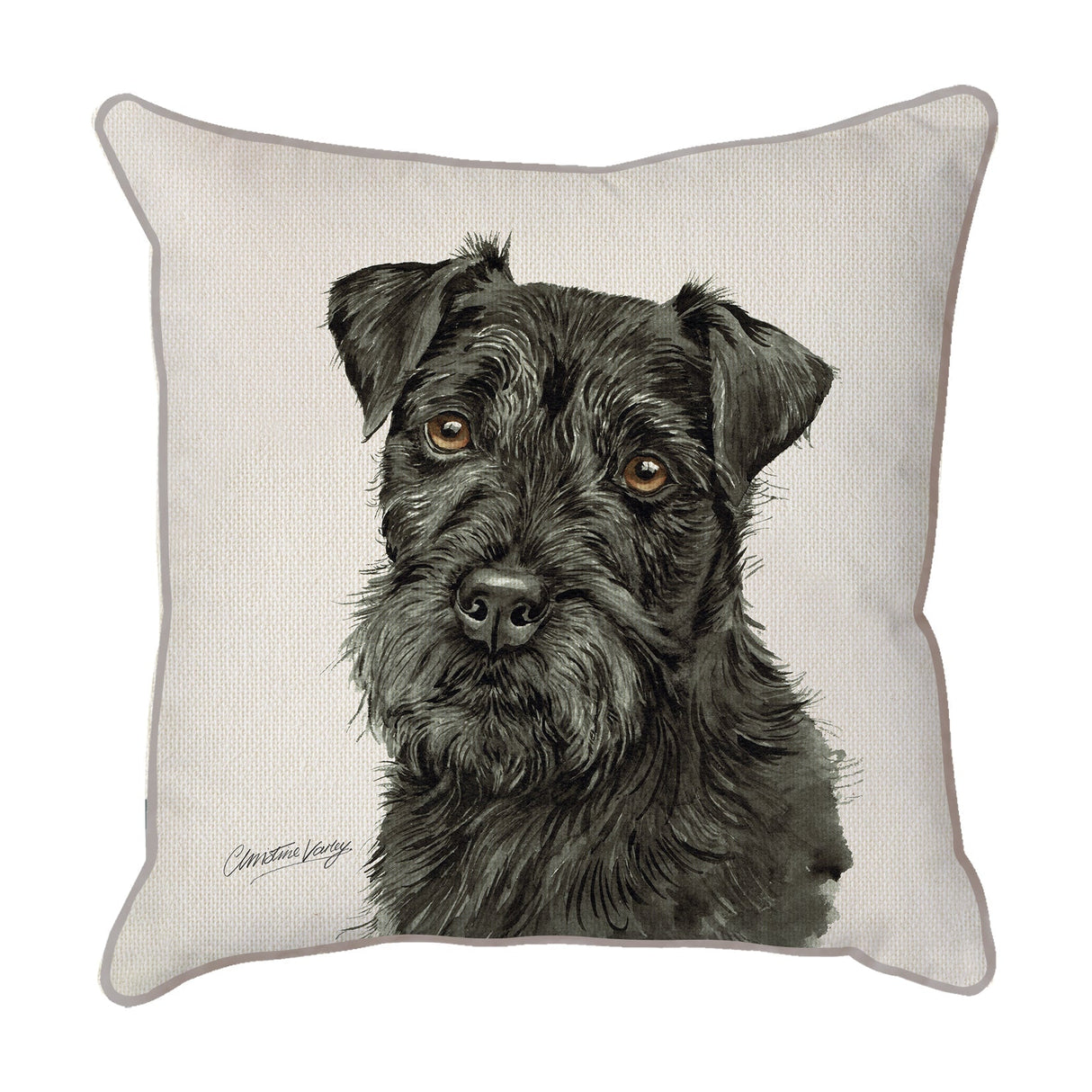 Christine Varley | Patterdale Terrier | Dog Scatter Cushion Cushions Christine Varley
