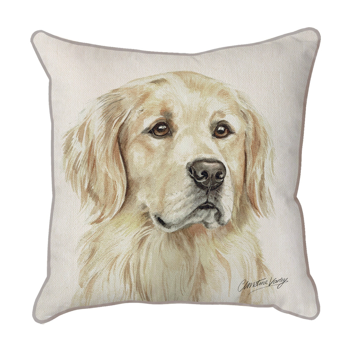 Christine Varley | Golden Retriever Mouth Closed | Dog Scatter Cushion Cushions Christine Varley