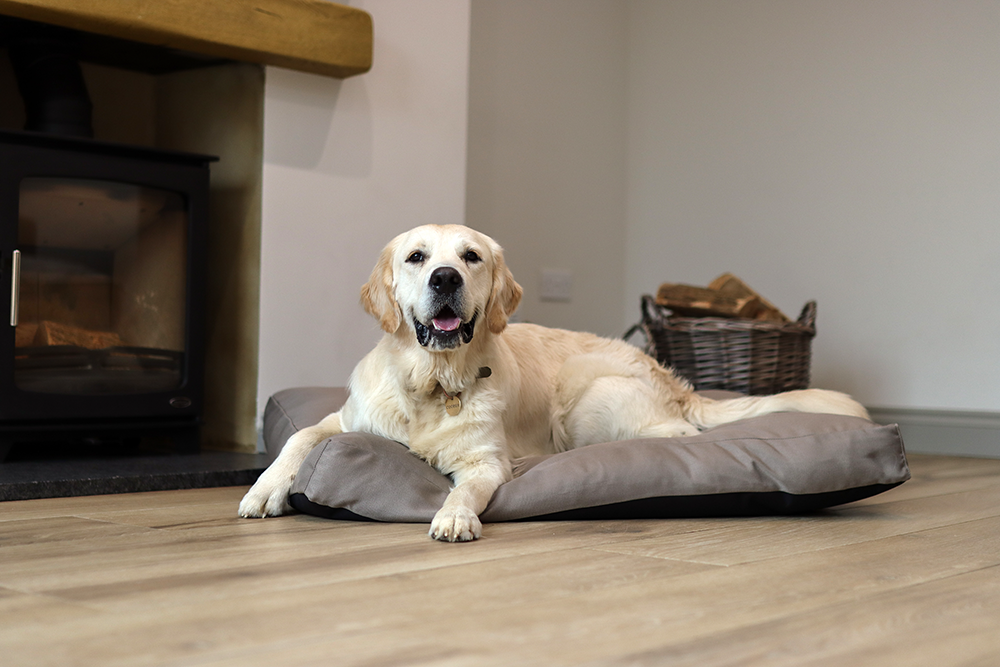Taupe Fabric Dog Bed Barking Beds