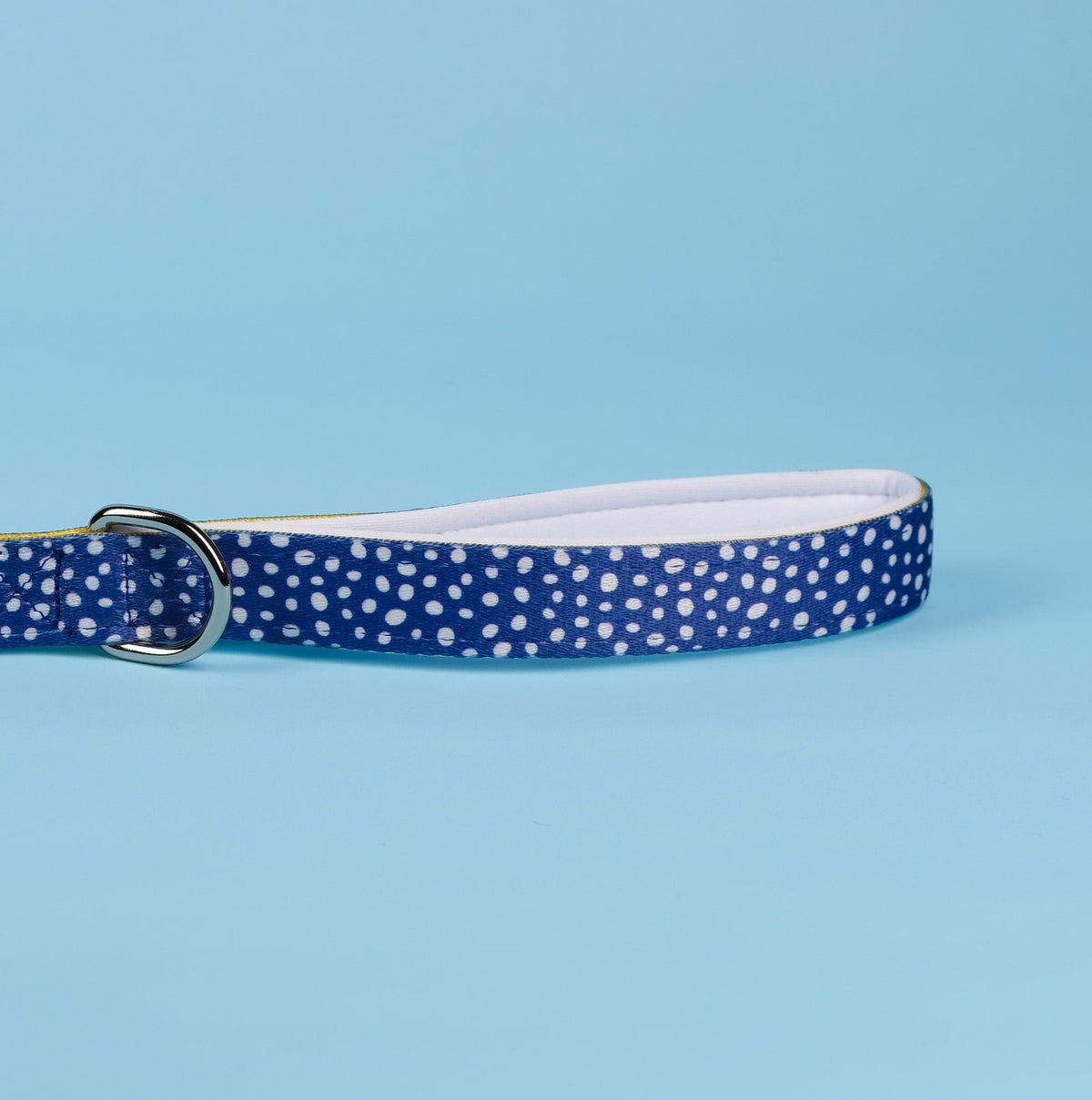 SnazzyTails The Minnie Dog Lead Blue & Yellow Polka Dot
