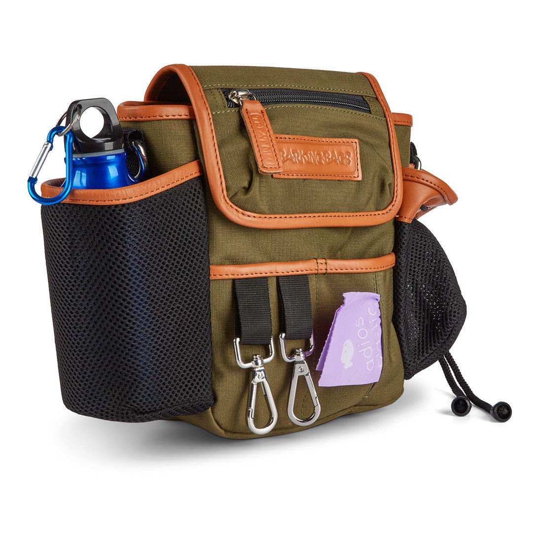 The Original Bag - Khaki Leather Trim Barking Bags