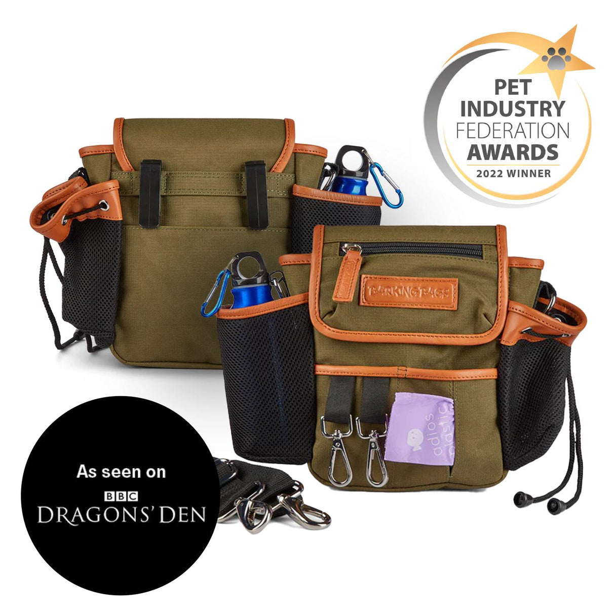 The Original Bag - Khaki Leather Trim Barking Bags