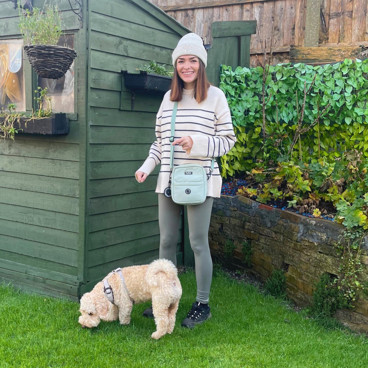 PupClub Couture Mini Dog Walking Bag - Sage Green