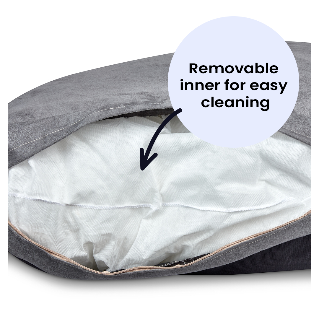 Luxury Faux Suede Dog Bed - Grey Barking Beds