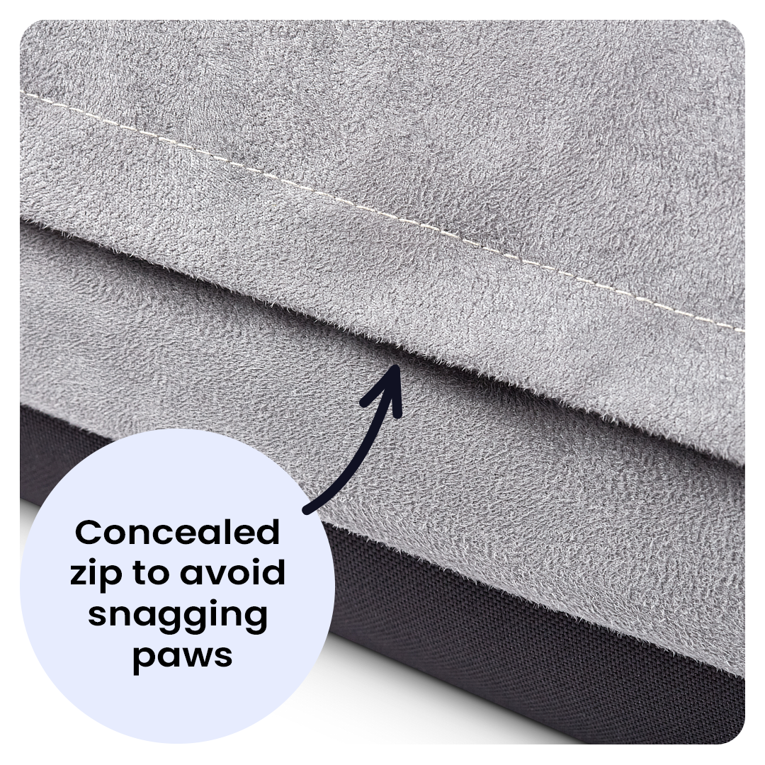 Luxury Faux Suede Dog Bed - Grey Barking Beds