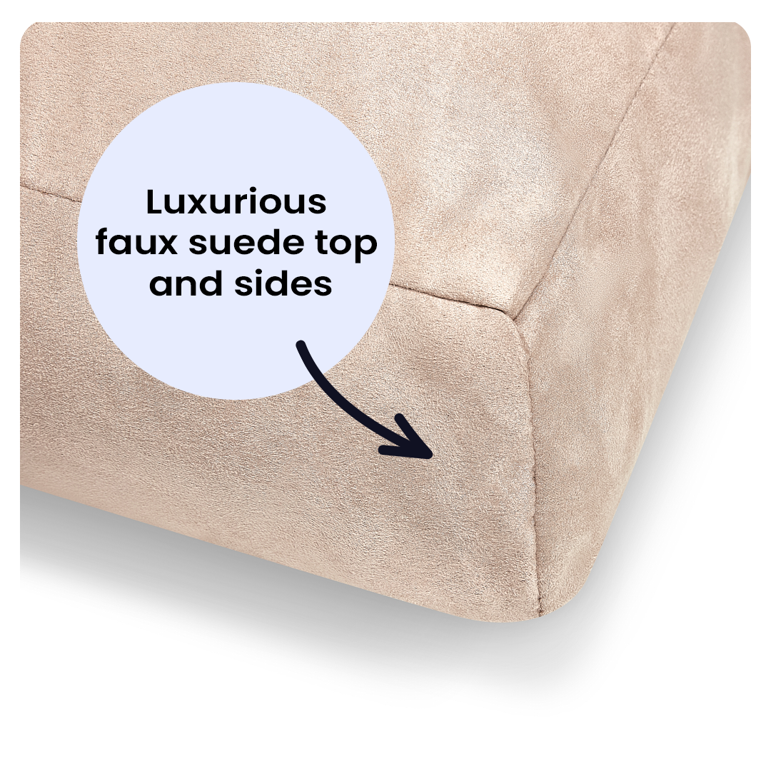Luxury Faux Suede Dog Bed - Stone Barking Beds