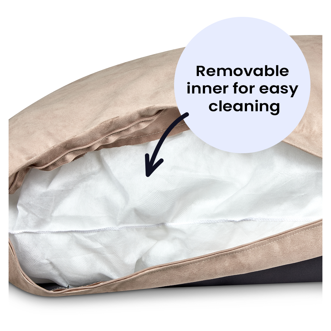 Luxury Faux Suede Dog Bed - Stone Barking Beds