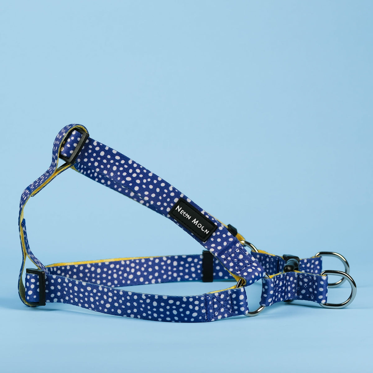 SnazzyTails Minnie Step-In Dog Harness Blue Polka Dot and Yellow Pineapple Print