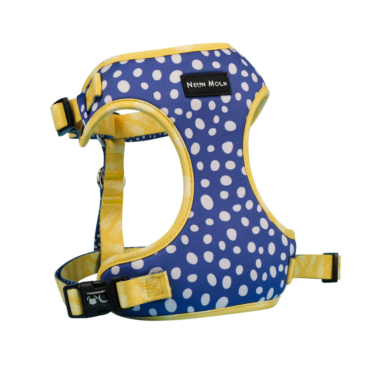SnazzyTails The Minnie Mesh Dog Harness Blue Polka Dot & Yellow Pineapple