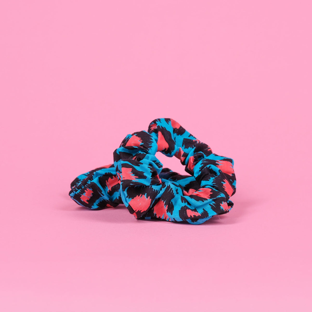 SnazzyTails Willow Hair Scrunchie - Blue Leopard Print