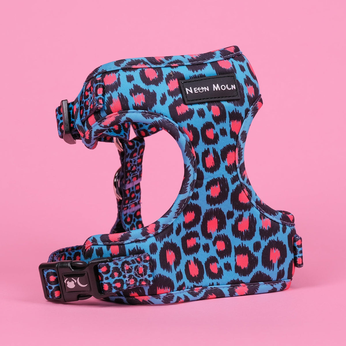 SnazzyTails The Willow Mesh Dog Harness Blue & Pink Leopard Print