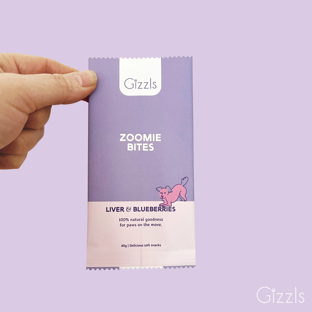 Gizzls Zoomie Bites Ostrich Liver & Blueberry Soft Dog Treats (Pack of 2)