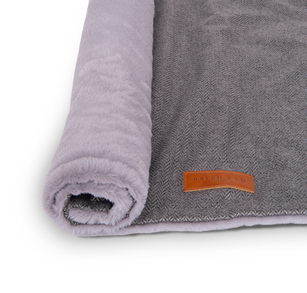 Ralph & Co The Balmoral Herringbone & Faux Fur Reversible Dog Blanket - Grey