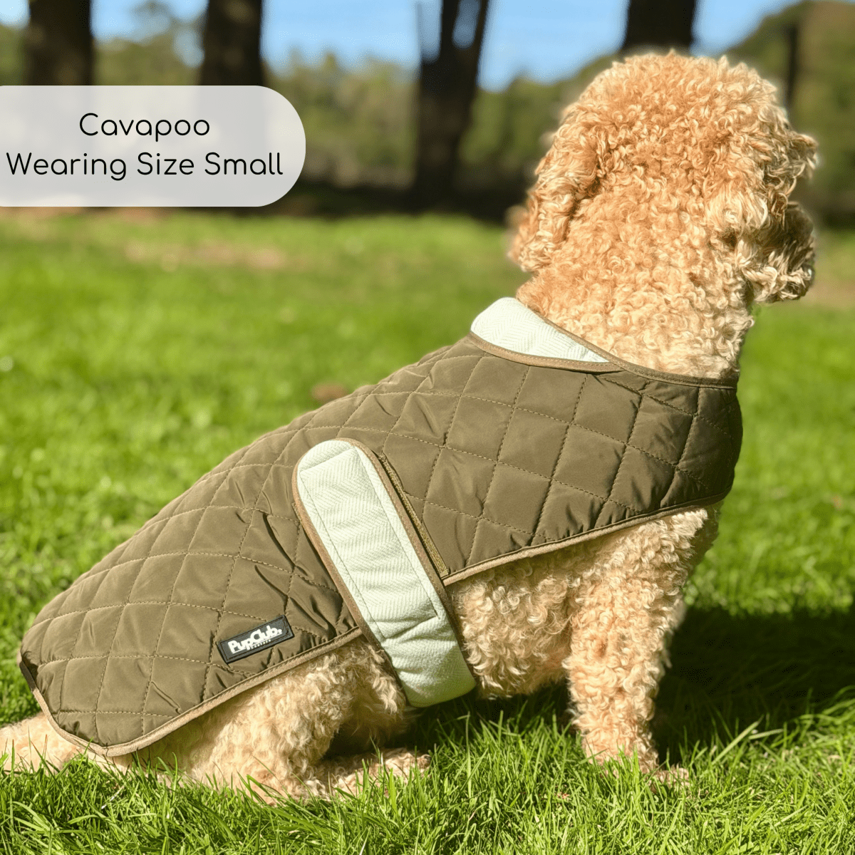 PupClub Couture Quilted Dog Coat - Khaki Tweed