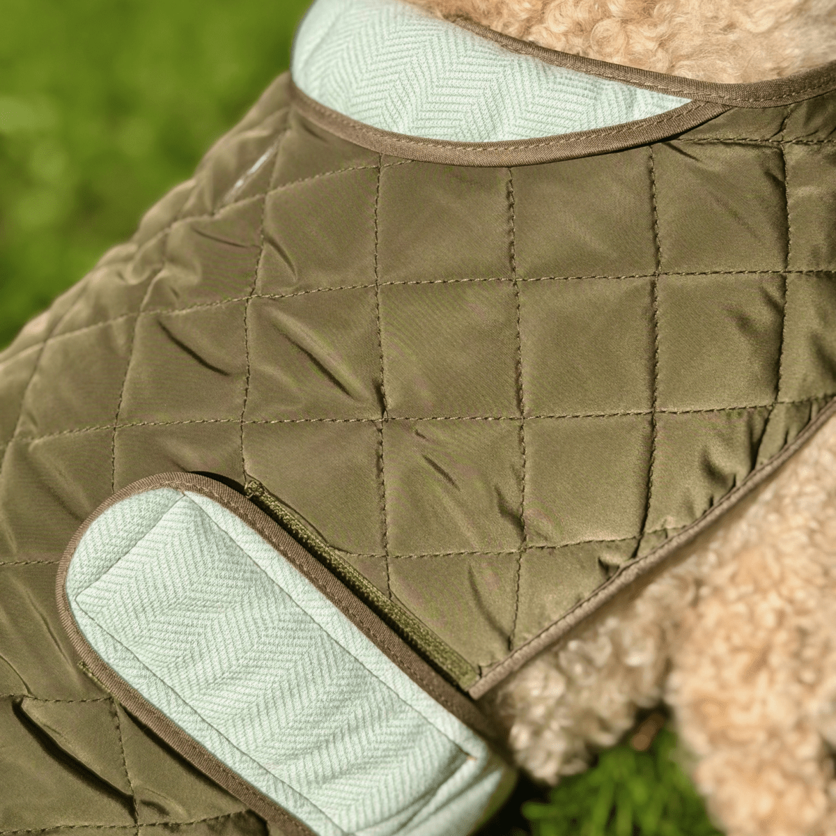 PupClub Couture Quilted Dog Coat - Khaki Tweed