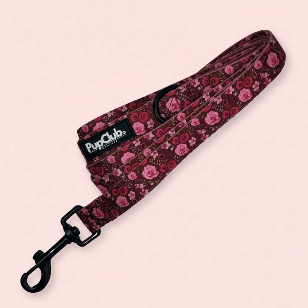 PupClub Couture Dog Lead - Burgundy Bloom