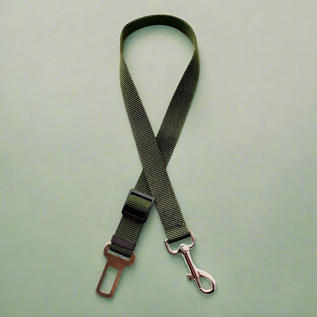 PupClub Couture Dog Seat Belt Restraint - Khaki Green