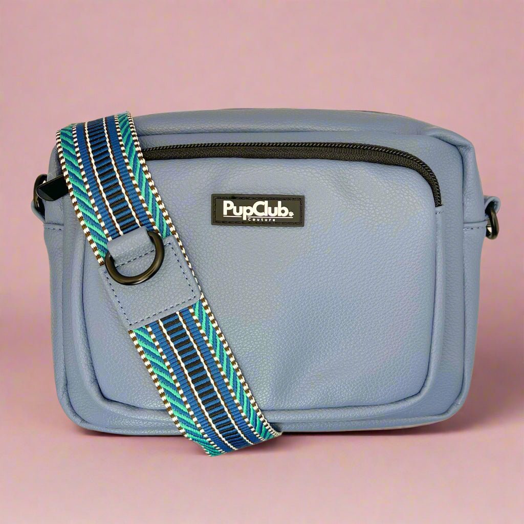 PupClub Couture Crossbody Dog Walking Bag - Vegan Leather Slate Blue