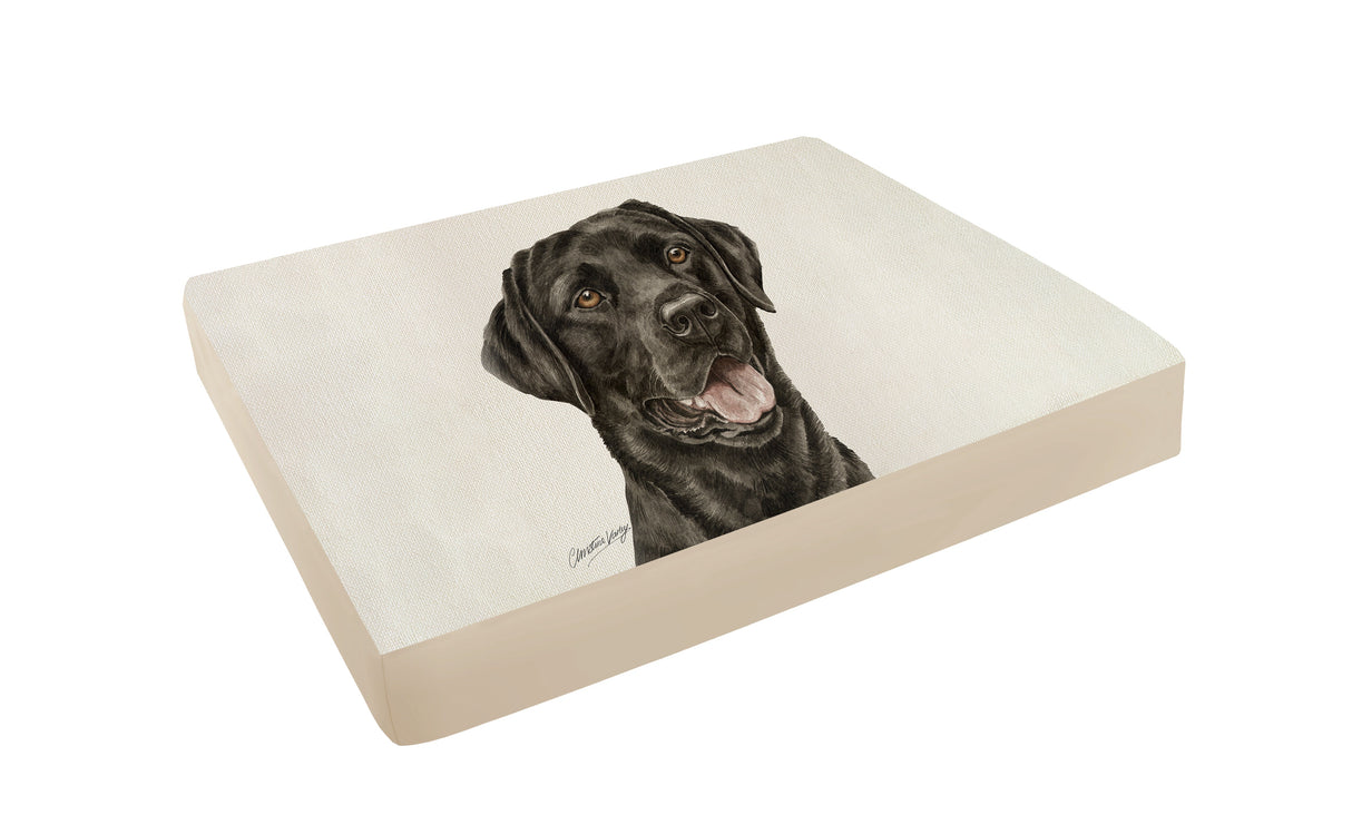 Christine Varley Luxury Printed Dog Bed - Black Labrador Barking Beds
