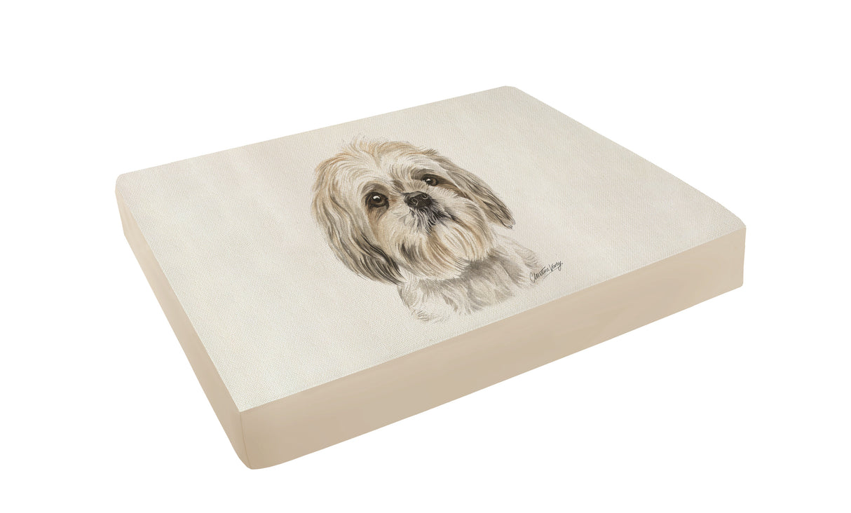 Christine Varley Luxury Printed Dog Bed - Shih Tzu Barking Beds