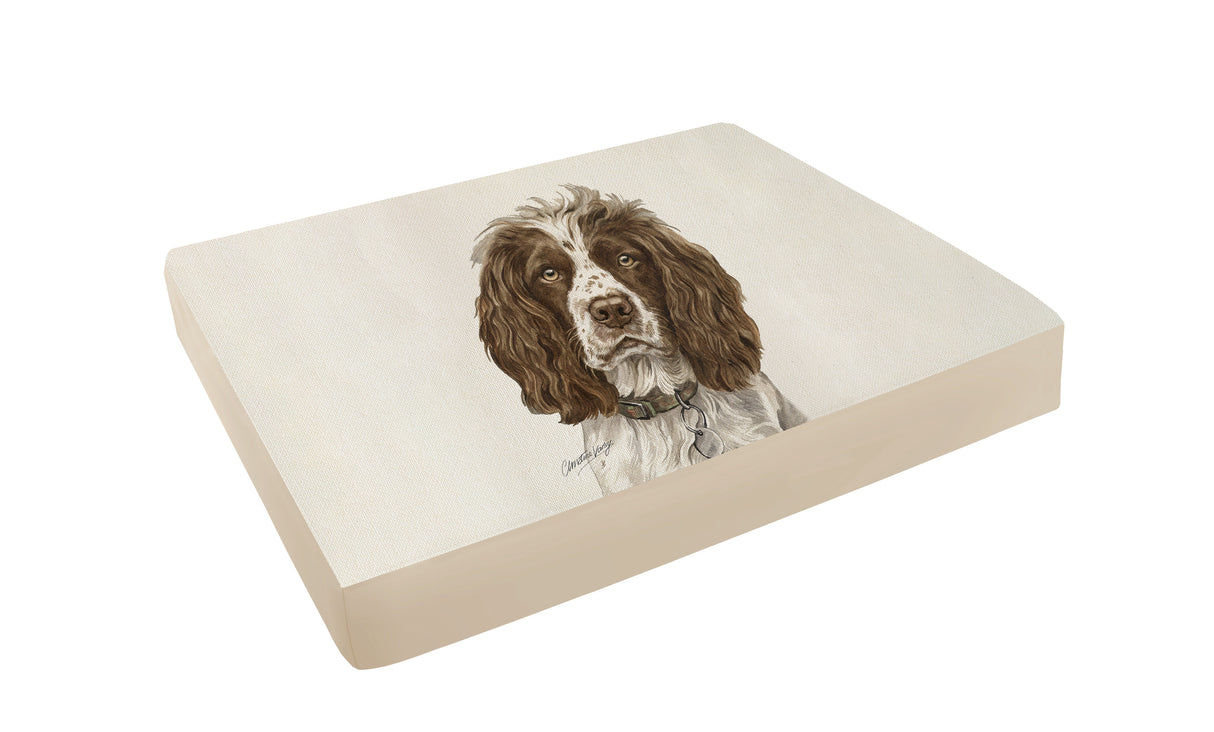 Christine Varley Luxury Printed Dog Bed - Springer Spaniel Barking Beds