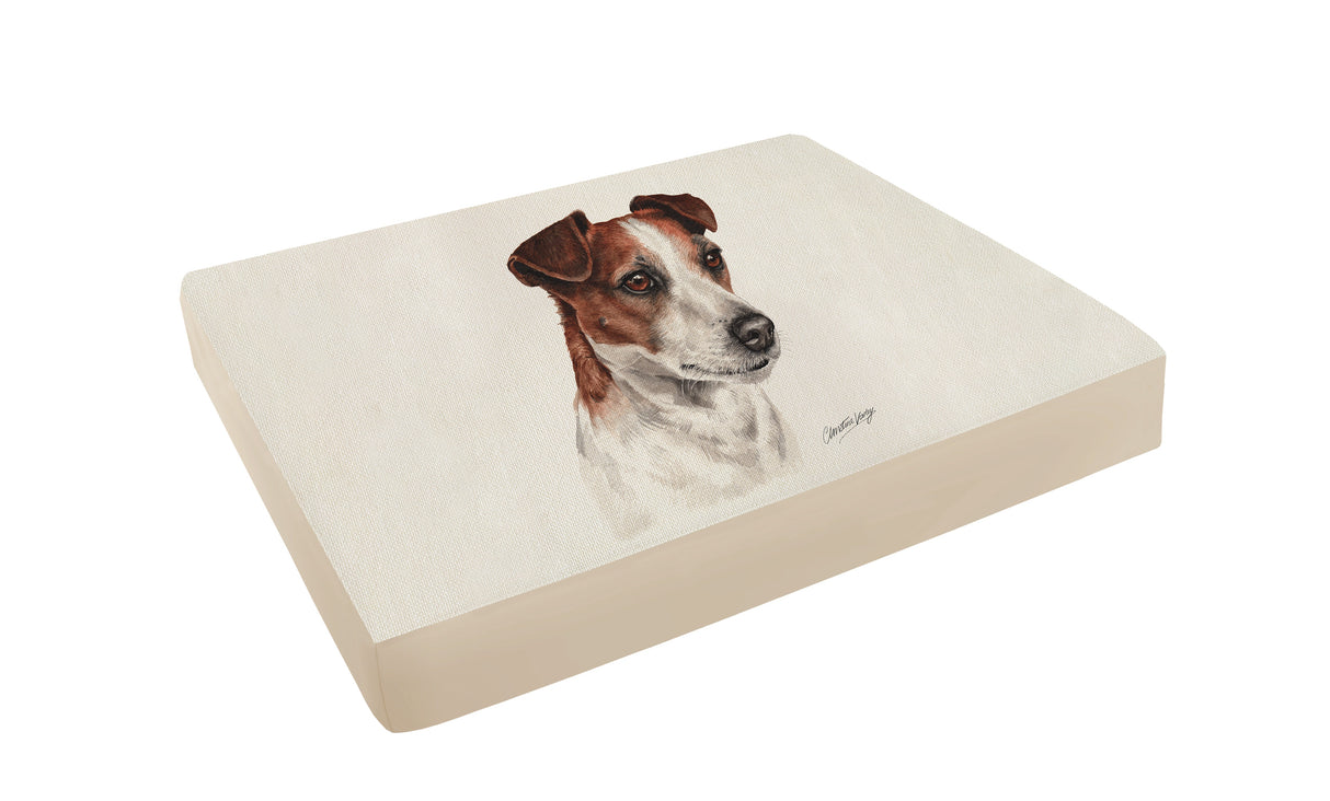 Christine Varley Luxury Printed Dog Bed - Jack Russell Barking Beds