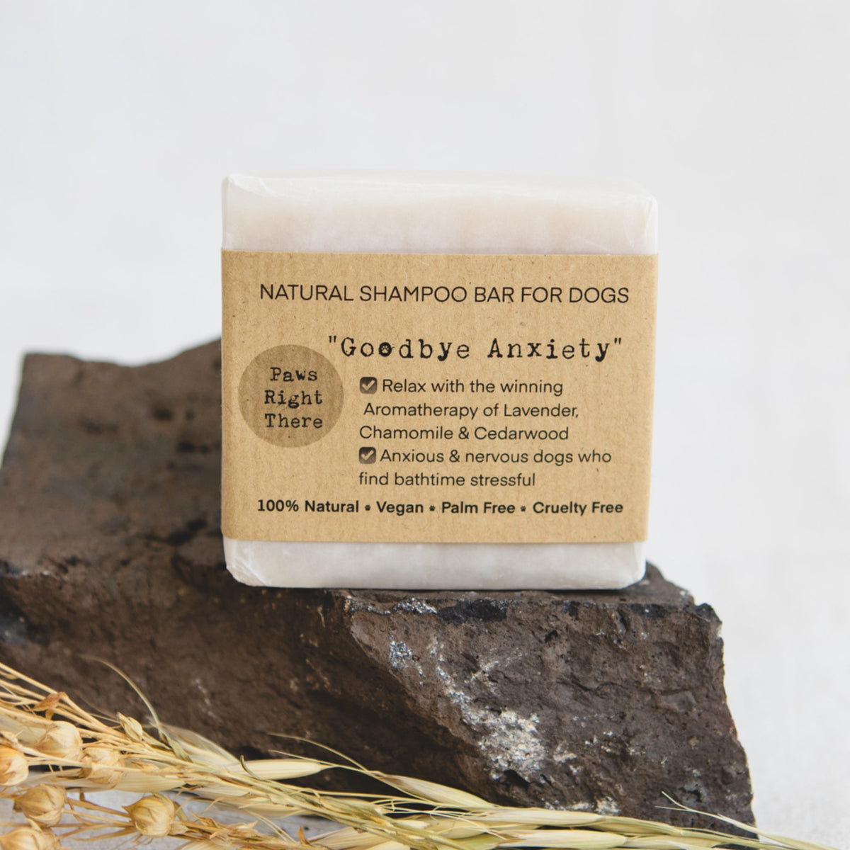 Paws Right There Goodbye Anxiety Natural Dog Shampoo Bar with Lavender & Chamomile – 80g