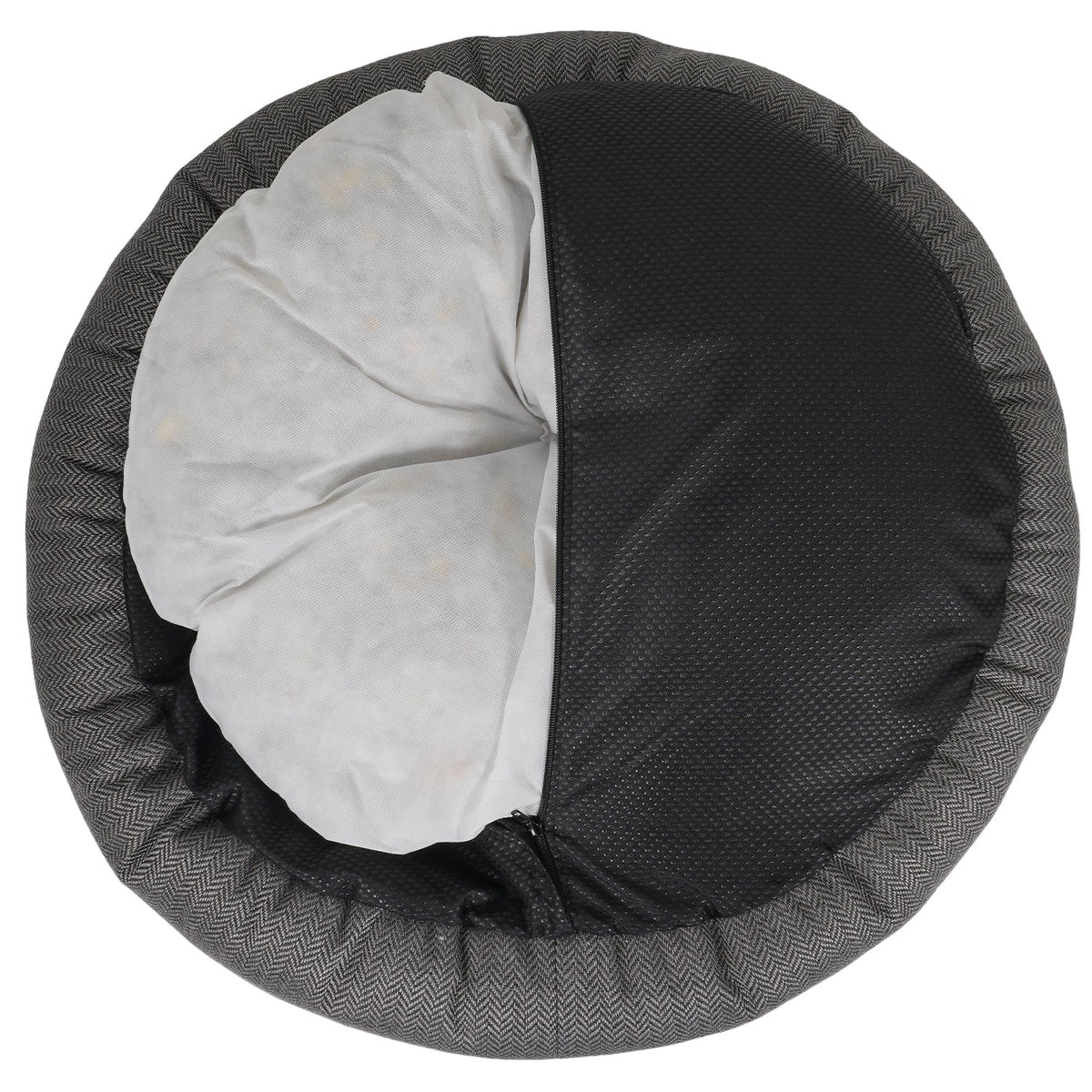 Ralph & Co The Balmoral Herringbone Calming Donut Dog Bed - Grey