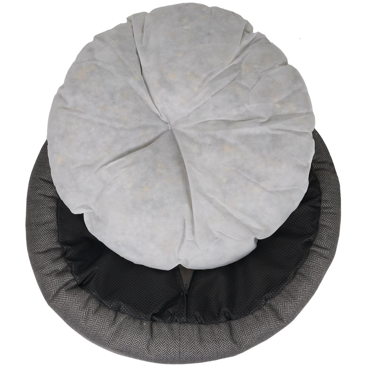 Ralph & Co The Balmoral Herringbone Calming Donut Dog Bed - Grey