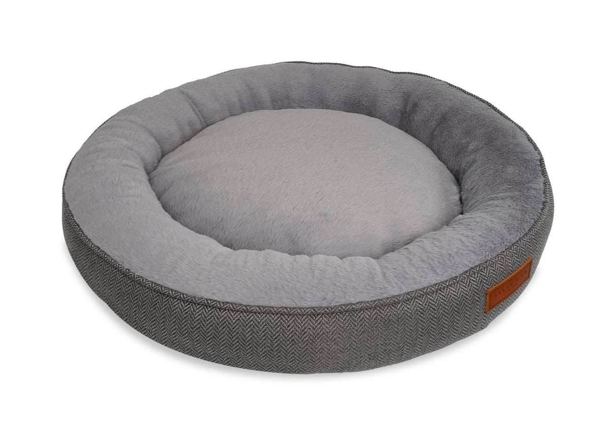 Ralph & Co The Balmoral Herringbone Calming Donut Dog Bed - Grey