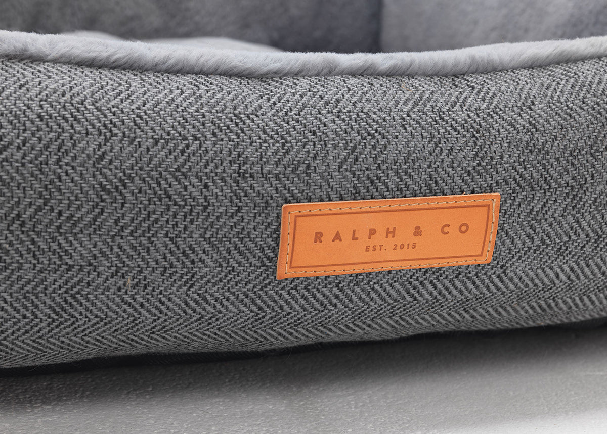 Ralph & Co The Balmoral Herringbone Bolster Dog Bed Grey