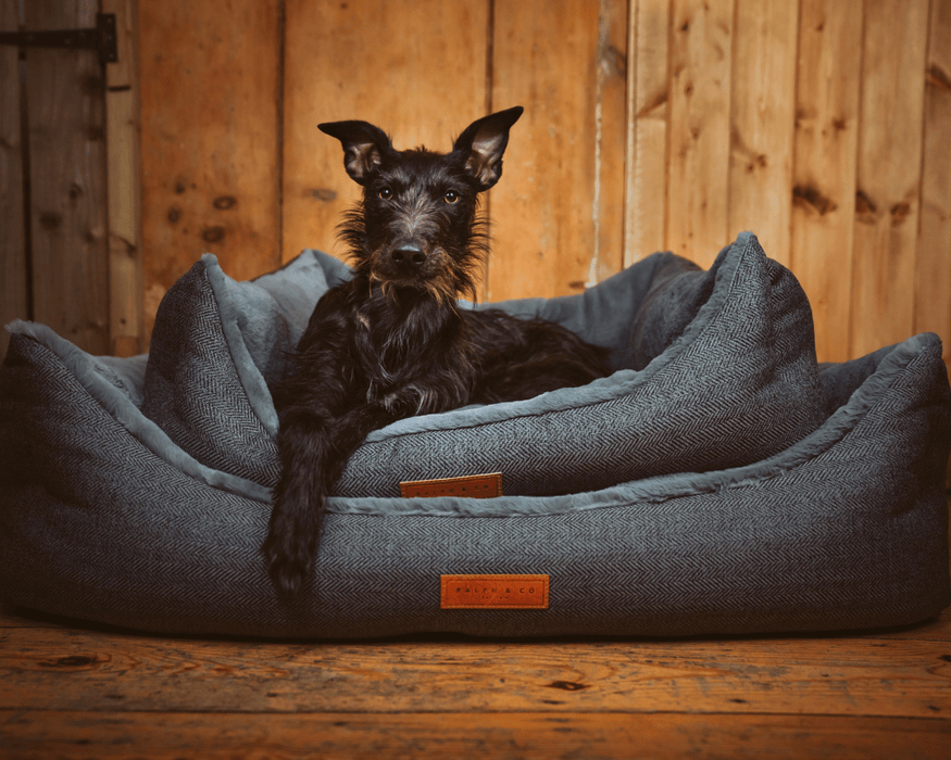 Ralph & Co The Balmoral Herringbone Bolster Dog Bed Grey