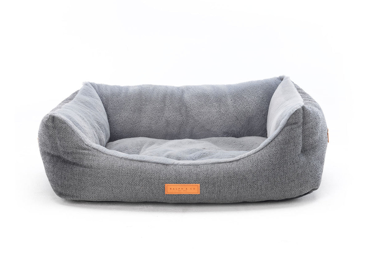 Ralph & Co The Balmoral Herringbone Bolster Dog Bed Grey