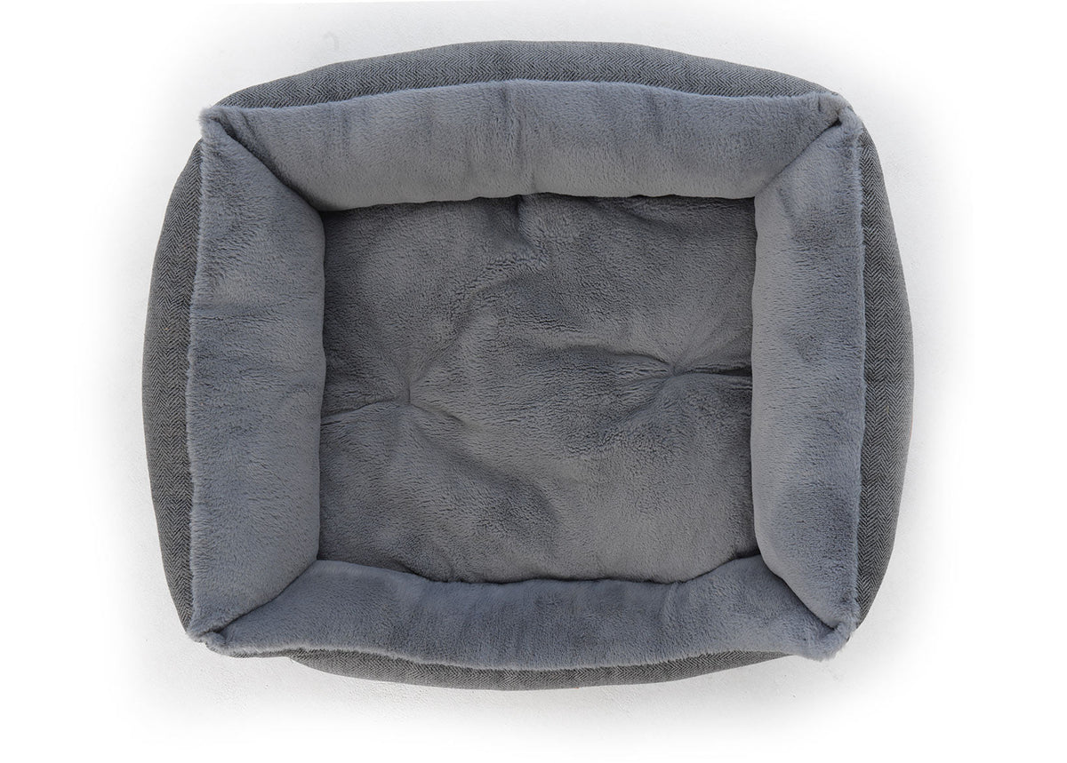 Ralph & Co The Balmoral Herringbone Bolster Dog Bed Grey