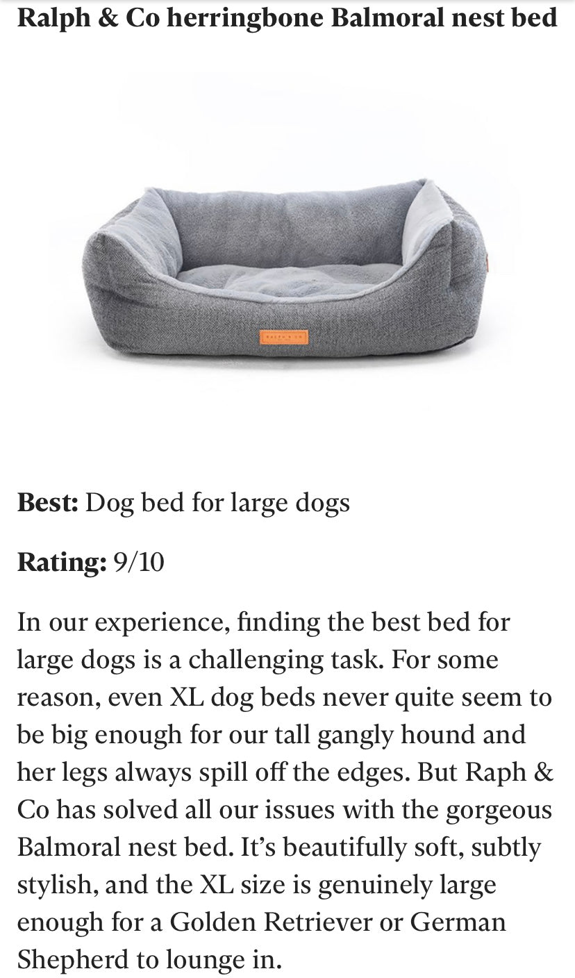 Ralph & Co The Balmoral Herringbone Bolster Dog Bed Grey