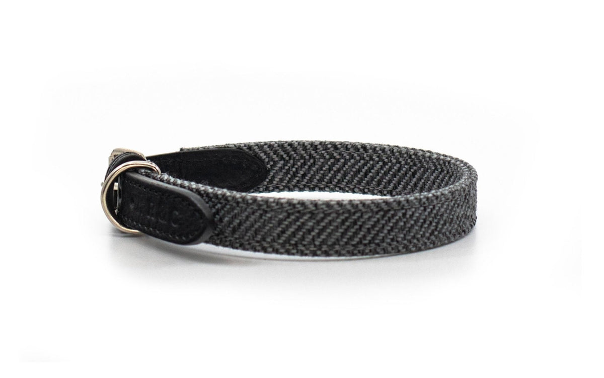 Ralph & Co The Balmoral Herringbone & Leather Dog Collar Grey