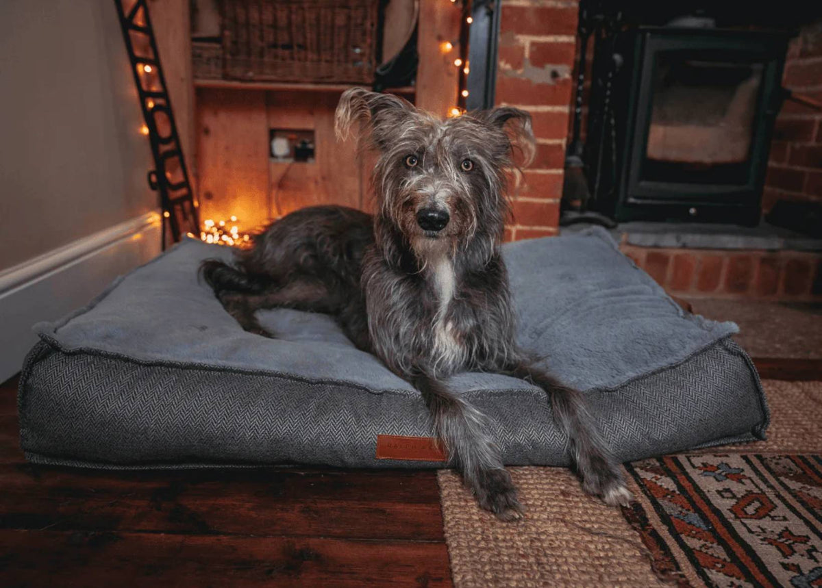 Ralph & Co The Balmoral Herringbone Flat Pillow Dog Bed - Grey
