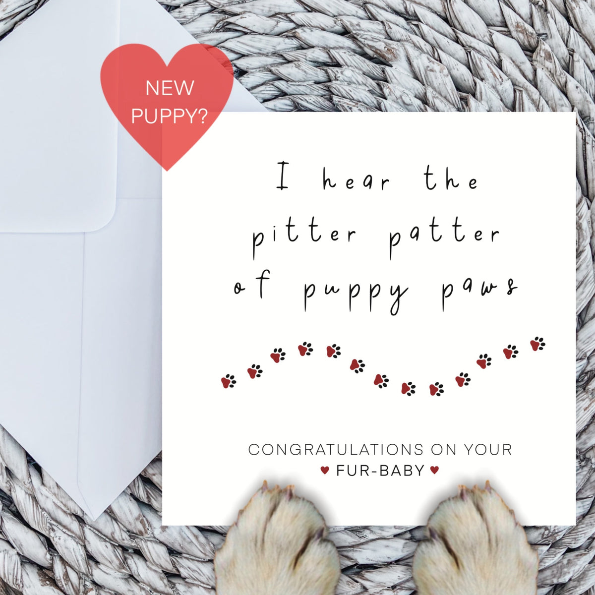 Paws Right There New Puppy Congratulations Card