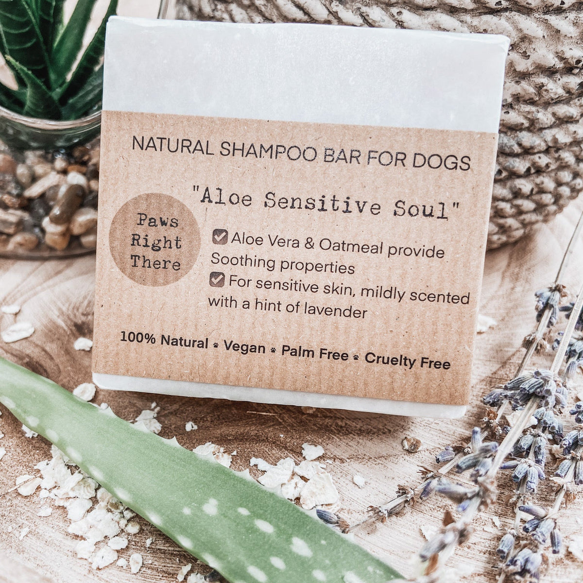 Paws Right There Aloe Sensitive Soul Natural Puppy & Sensitive Dog Shampoo Bar – 80g