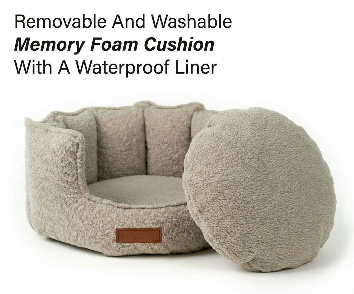 Ralph & Co The Cotswold High Wall Bouclé Dog Bed Oatmeal