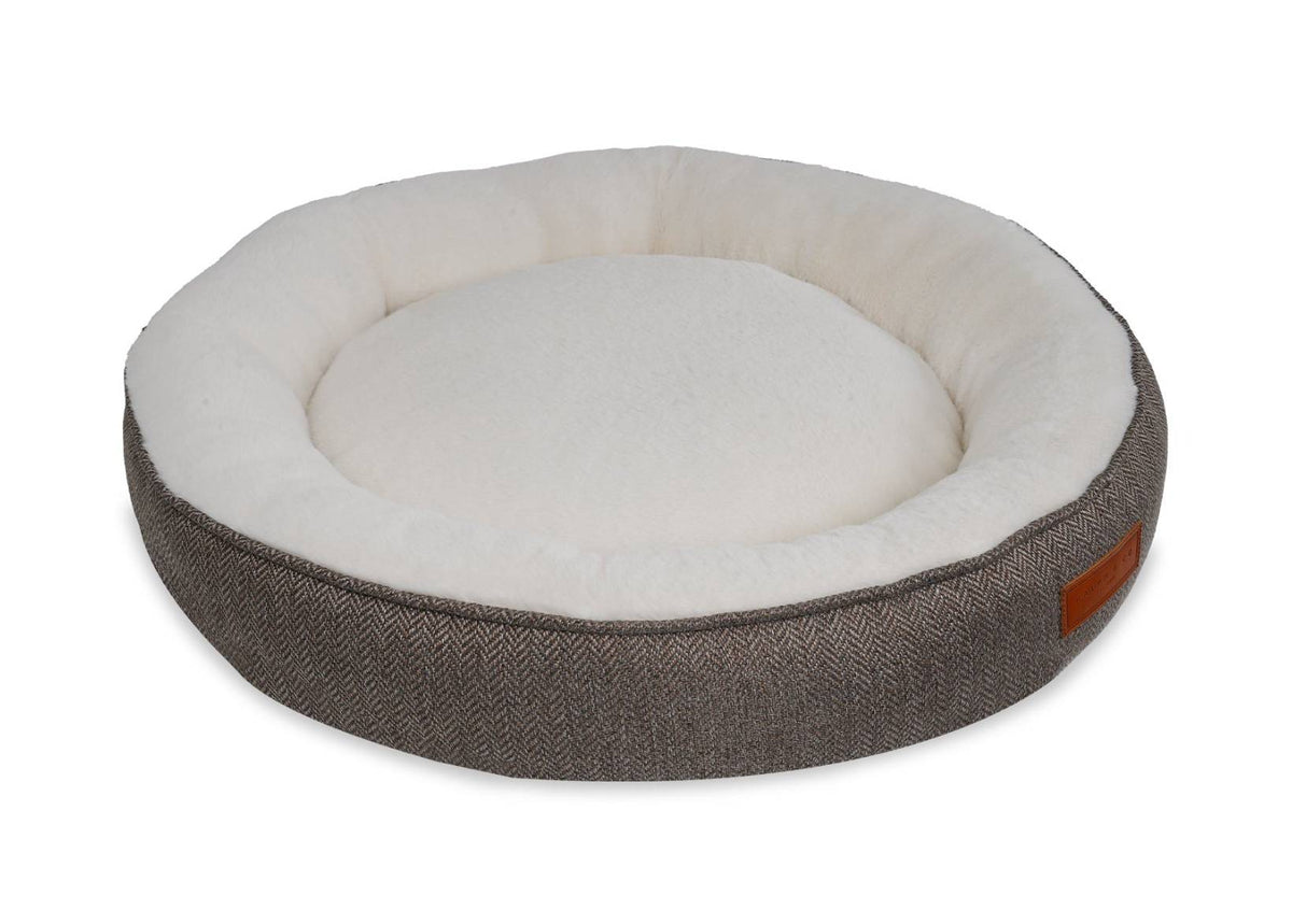 Ralph & Co The Lincoln Herringbone Tweed Calming Donut Dog Bed