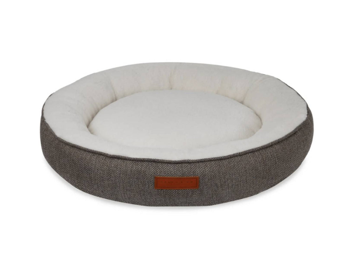 Ralph & Co The Lincoln Herringbone Tweed Calming Donut Dog Bed